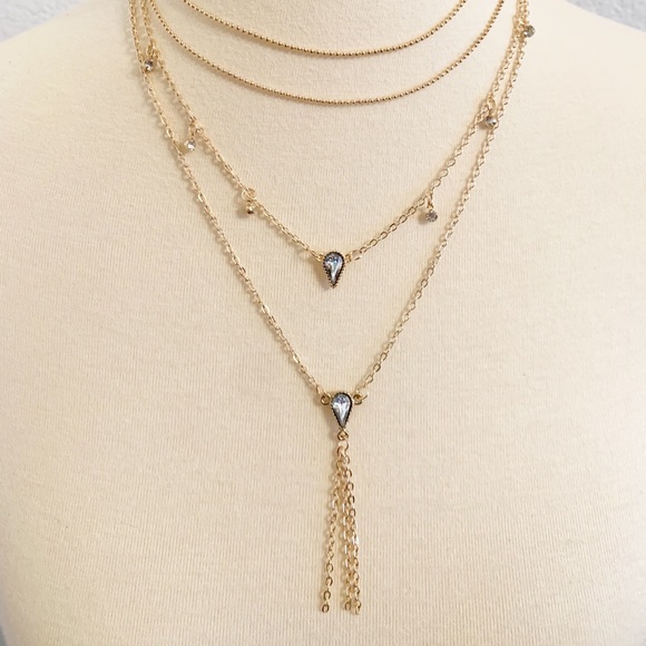 BOGO! Multilayer Gold Crystal Necklace Boho Choker - Picture 5 of 7